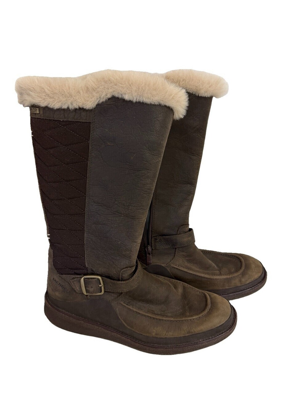 Merrell Women’s 9 Tall Brown Waterproof Insulated Winter Boots Faux Fur